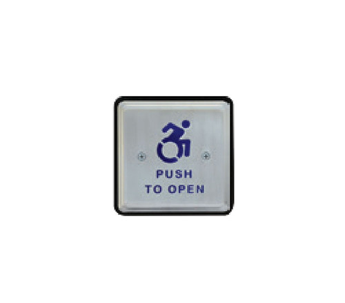 BEA 10PBS451AL 45 Square Stainless Steel Push Plate Blue Push to Open Text and Alternate Handicap Logo 10PBS451AL