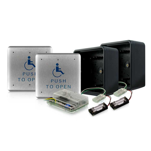 BEA Push Plate 475S-900 2 PBS1 - Square Push Plates 2 10BOX475SQSM - Surface Mount Boxes 2 10TD900PB - 900 MHZ Transmitter 1 10RD900 - 900 MHZ Receiver Push Plate 475S-900