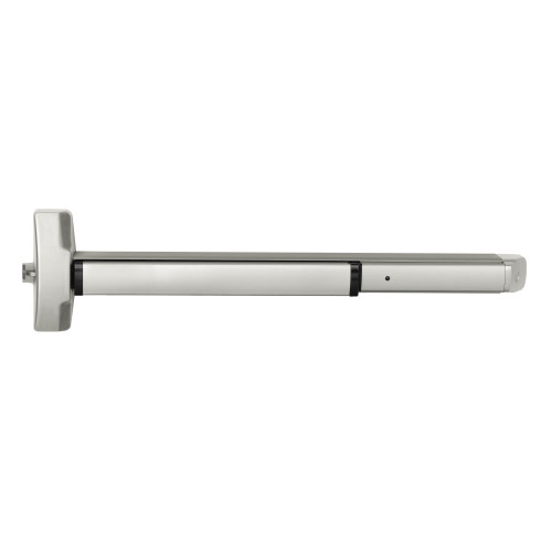 Yale 6100FED B 48 630 Grade 1 Rim Device Pullman Latch Exit Bar Wide Stile Pushpad Less Dogging 42 - 48 Door Opening Width Less Trim Fire Rated Device Touchbar Monitor Switch Satin Stainless Steel Finish Non-Handed 6100FED B 48 630