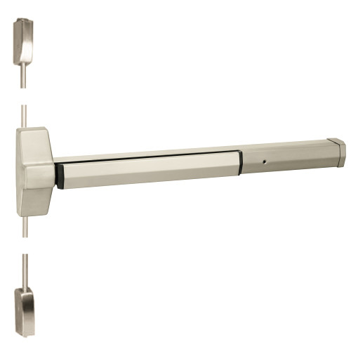 Yale 7110 36 619 Grade 1 Surface Vertical Rod Exit Bar Wide Stile Pushpad 36 Device 84 Door Height Less Trim Hex Key Dogging Satin Nickel Plated Clear Coated Finish Field Reversible 7110 36 619