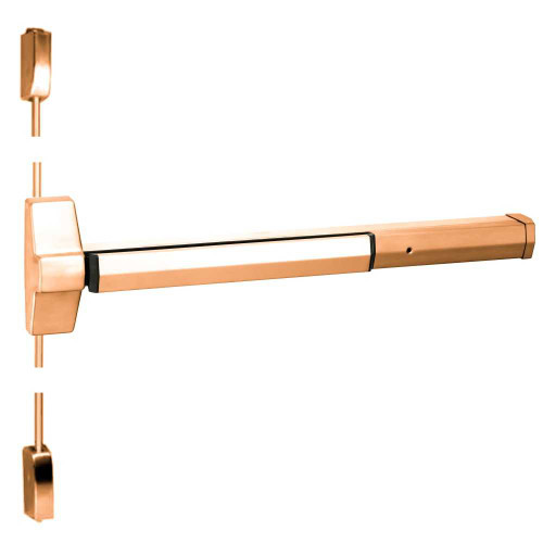 Yale 7110F 24 611 Grade 1 Surface Vertical Rod Exit Bar Wide Stile Pushpad 24 Fire-rated Device 84 Door Height Less Trim Less Dogging Bright Bronze Clear Coated Finish Field Reversible 7110F 24 611