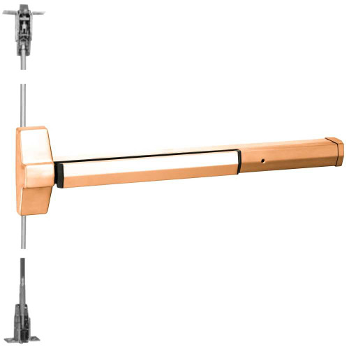 Yale 7160 24 611 Grade 1 Concealed Vertical Rod Exit Bar Wide Stile Pushpad 24 Device 96 Door Height Less Trim Hex Key Dogging Bright Bronze Clear Coated Finish Field Reversible 7160 24 611