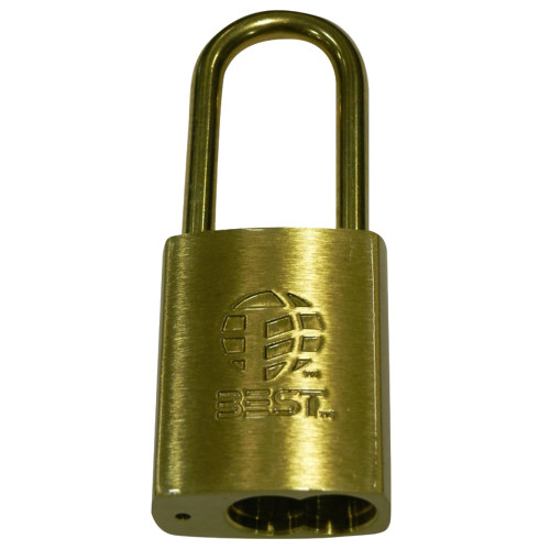 BEST 21B772L606 B Series Brass Padlock 5/16 Shackle Diameter 7-Pin Housing 2 Steel Shackle Non-Key Retained Satin Brass Finish