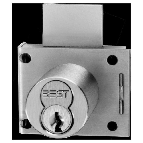BEST 3L7RD2626 L Series Coin Box Cabinet Lock 7-Pin Housing Rim Mounting Type Dead-Locking Vertical Satin Chrome 3L7RD2626