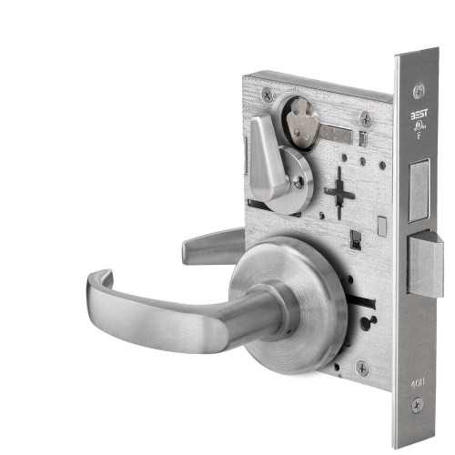 BEST 45H0L14H630 Grade 1 Privacy Mortise Lock 14 Lever H Rose Non-Keyed Satin Stainless Steel Finish Field Reversible 45H0L14H630
