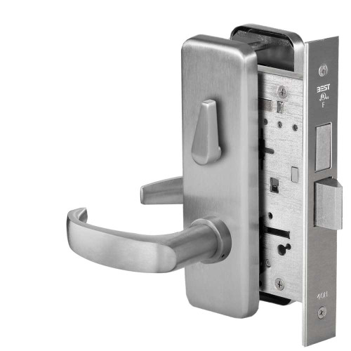 BEST 45H0L14J626 Grade 1 Privacy Mortise Lock 14 Lever J Escutcheon Non-Keyed Satin Chrome Finish Field Reversible 45H0L14J626