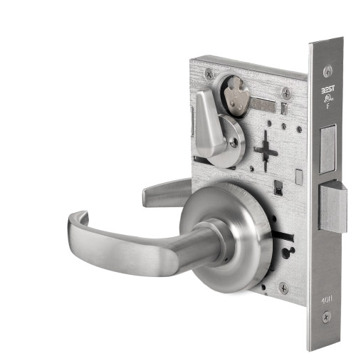 BEST 45H0L14R626 Grade 1 Privacy Mortise Lock 14 Lever R Rose Non-Keyed Satin Chrome Finish Field Reversible