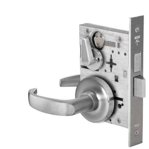 BEST 45H0L14R626 Grade 1 Privacy Mortise Lock 14 Lever R Rose Non-Keyed Satin Chrome Finish Field Reversible 45H0L14R626