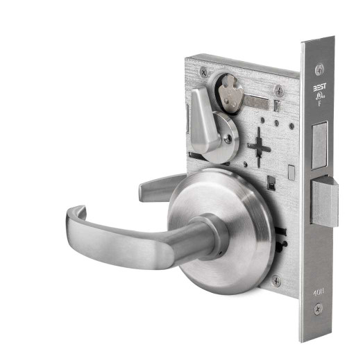 BEST 45H0L14S626 Grade 1 Privacy Mortise Lock 14 Lever S Rose Non-Keyed Satin Chrome Finish Field Reversible 45H0L14S626