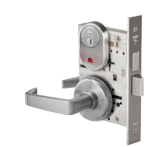 BEST 45H0L15H626VIN Grade 1 Privacy Mortise Lock Visual Keyed Indicator 15 Lever H Rose Non-Keyed Satin Chrome Finish Field Reversible 45H0L15H626VIN