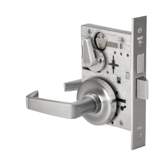 BEST 45H0L15R626 Grade 1 Privacy Mortise Lock 15 Lever R Rose Non-Keyed Satin Chrome Finish Field Reversible