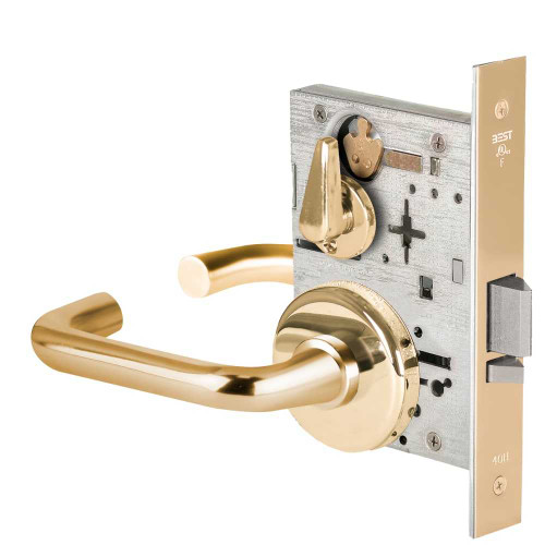 BEST 45H0L3H605 Grade 1 Privacy Mortise Lock 3 Lever H Rose Non-Keyed Bright Brass Finish Field Reversible 45H0L3H605