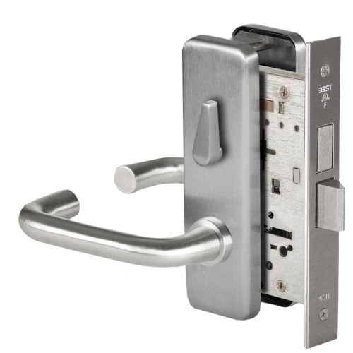 BEST 45H0L3J626 Grade 1 Privacy Mortise Lock 3 Lever J Escutcheon Non-Keyed Satin Chrome Finish Field Reversible 45H0L3J626