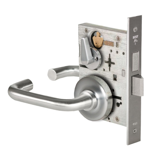 BEST 45H0L3R626 Grade 1 Privacy Mortise Lock 3 Lever R Rose Non-Keyed Satin Chrome Finish Field Reversible