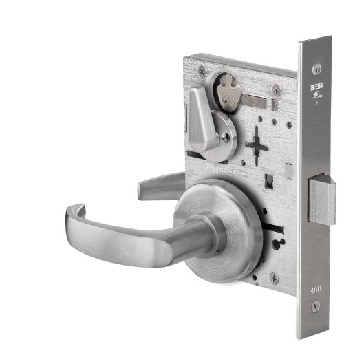 BEST 45H0LT14H626 Grade 1 Privacy Mortise Lock 14 Lever H Rose Non-Keyed Satin Chrome Finish Field Reversible 45H0LT14H626