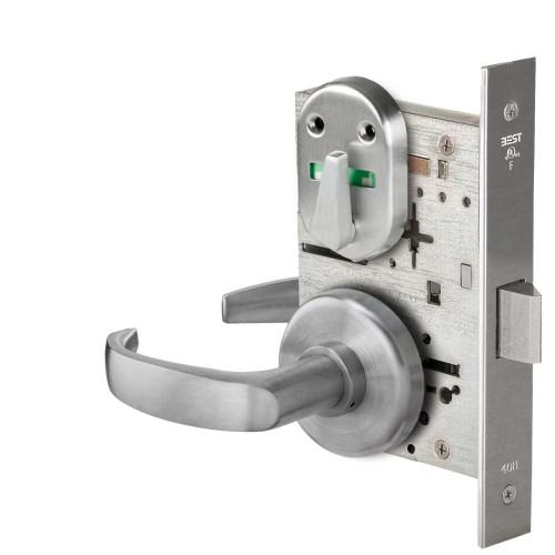 BEST 45H0LT14H626VIB Grade 1 Privacy Mortise Lock Double Visual Indicator 14 Lever H Rose Non-Keyed Satin Chrome Finish Field Reversible 45H0LT14H626VIB