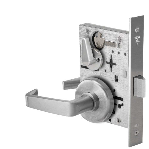 BEST 45H0LT15H626 Grade 1 Privacy Mortise Lock 15 Lever H Rose Non-Keyed Satin Chrome Finish Field Reversible 45H0LT15H626