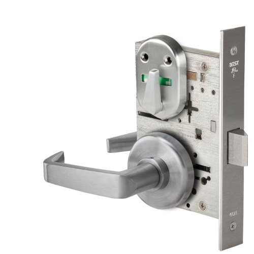 BEST 45H0LT15H626VIB Grade 1 Privacy Mortise Lock Double Visual Indicator 15 Lever H Rose Non-Keyed Satin Chrome Finish Field Reversible