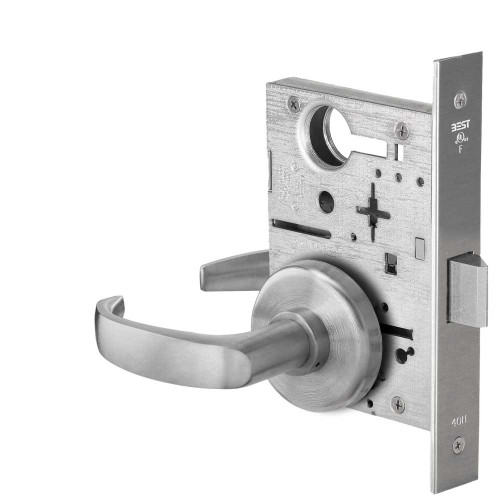 BEST 45H0N14H630 Grade 1 Passage Mortise Lock 14 Lever H Rose Non-Keyed Satin Stainless Steel Finish Field Reversible 45H0N14H630