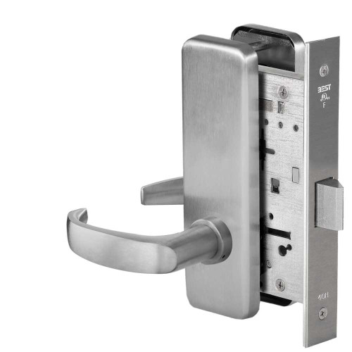 BEST 45H0N14J626 Grade 1 Passage Mortise Lock 14 Lever J Escutcheon Non-Keyed Satin Chrome Finish Field Reversible 45H0N14J626