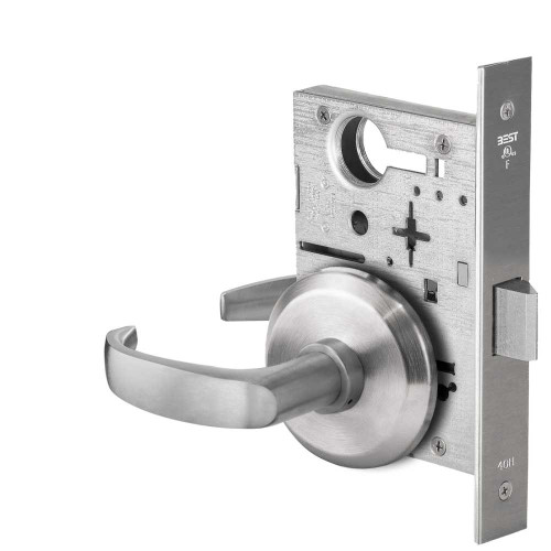 BEST 45H0N14S626 Grade 1 Passage Mortise Lock 14 Lever S Rose Non-Keyed Satin Chrome Finish Field Reversible 45H0N14S626