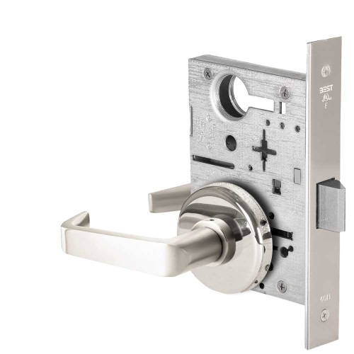 BEST 45H0N15H625 Grade 1 Passage Mortise Lock 15 Lever H Rose Non-Keyed Bright Chrome Finish Field Reversible 45H0N15H625