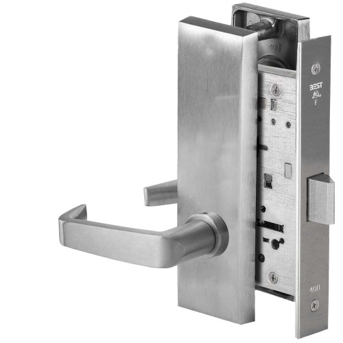 BEST 45H0N15M626 Grade 1 Passage Mortise Lock 15 Lever M Escutcheon Non-Keyed Satin Chrome Finish Field Reversible 45H0N15M626