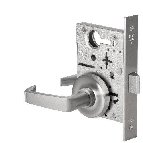 BEST 45H0N15R626 Grade 1 Passage Mortise Lock 15 Lever R Rose Non-Keyed Satin Chrome Finish Field Reversible