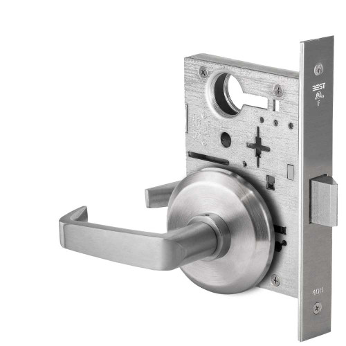 BEST 45H0N15S626 Grade 1 Passage Mortise Lock 15 Lever S Rose Non-Keyed Satin Chrome Finish Field Reversible 45H0N15S626