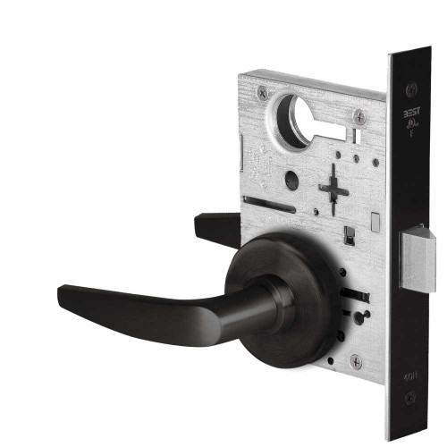 BEST 45H0N16H622 Grade 1 Passage Mortise Lock 16 Lever H Rose Non-Keyed Matte Black Finish Field Reversible 45H0N16H622
