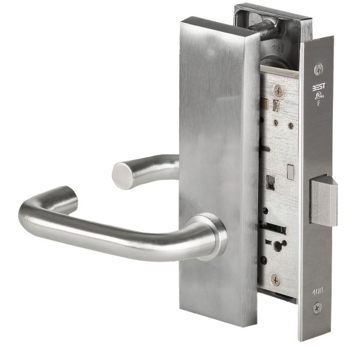 BEST 45H0N3M626 Grade 1 Passage Mortise Lock 3 Lever M Escutcheon Non-Keyed Satin Chrome Finish Field Reversible