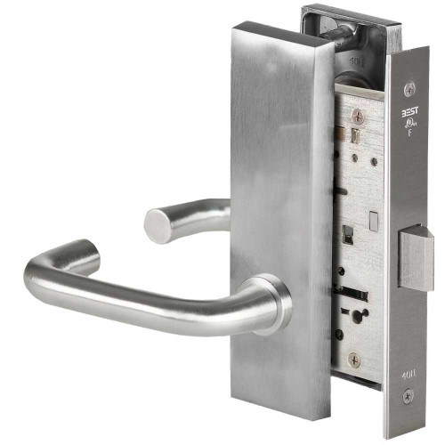 BEST 45H0N3M626 Grade 1 Passage Mortise Lock 3 Lever M Escutcheon Non-Keyed Satin Chrome Finish Field Reversible 45H0N3M626