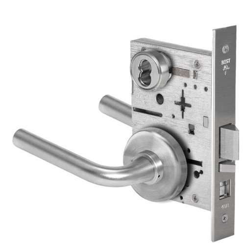 BEST 45H7A12H626 Grade 1 Office Mortise Lock 12 Lever H Rose SFIC Housing Less Core Satin Chrome Finish Field Reversible 45H7A12H626
