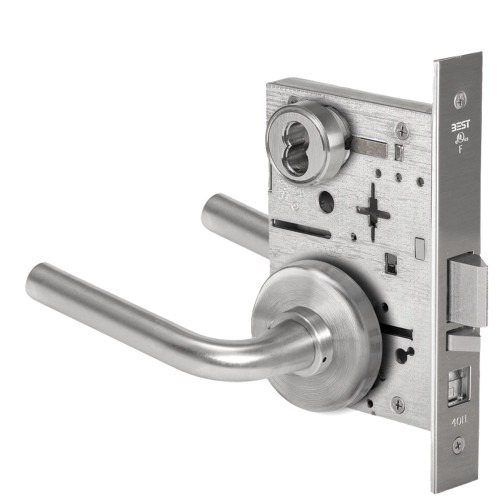 BEST 45H7A12H630 Grade 1 Office Mortise Lock 12 Lever H Rose SFIC Housing Less Core Satin Stainless Steel Finish Field Reversible