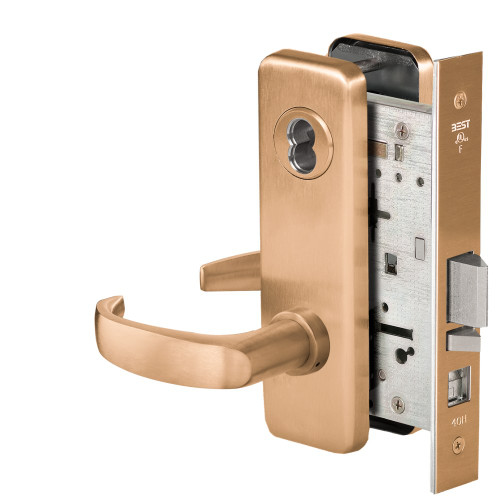 BEST 45H7A14J612 Grade 1 Office Mortise Lock 14 Lever J Escutcheon SFIC Housing Less Core Satin Bronze Finish Field Reversible