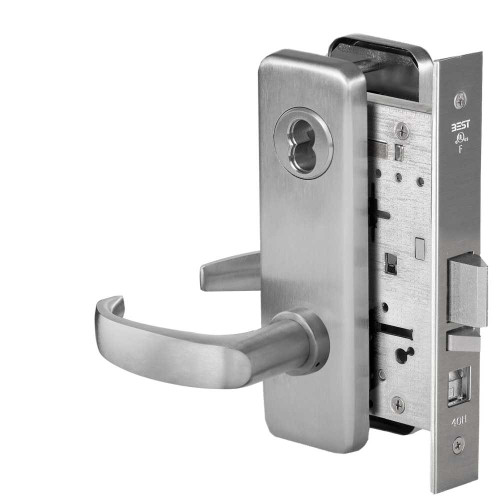 BEST 45H7A14J626 Grade 1 Office Mortise Lock 14 Lever J Escutcheon SFIC Housing Less Core Satin Chrome Finish Field Reversible 45H7A14J626