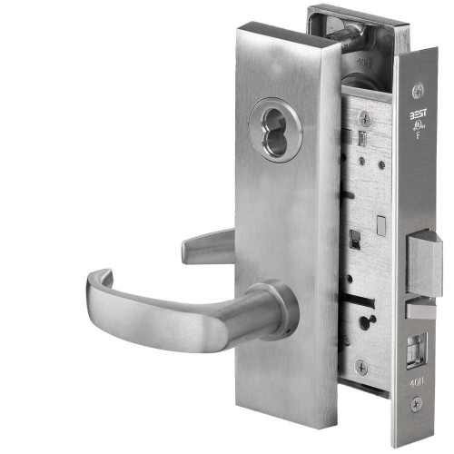 BEST 45H7A14M626 Grade 1 Office Mortise Lock 14 Lever M Escutcheon SFIC Housing Less Core Satin Chrome Finish Field Reversible 45H7A14M626