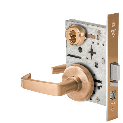 BEST 45H7A15H612 Grade 1 Office Mortise Lock 15 Lever H Rose SFIC Housing Less Core Satin Bronze Finish Field Reversible 45H7A15H612