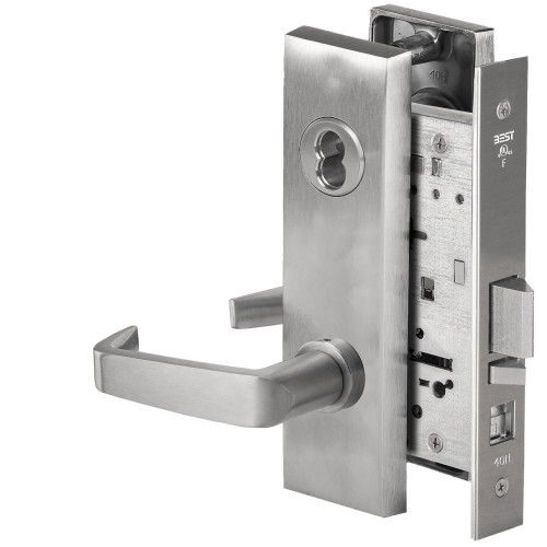 BEST 45H7A15M626 Grade 1 Office Mortise Lock 15 Lever M Escutcheon SFIC Housing Less Core Satin Chrome Finish Field Reversible