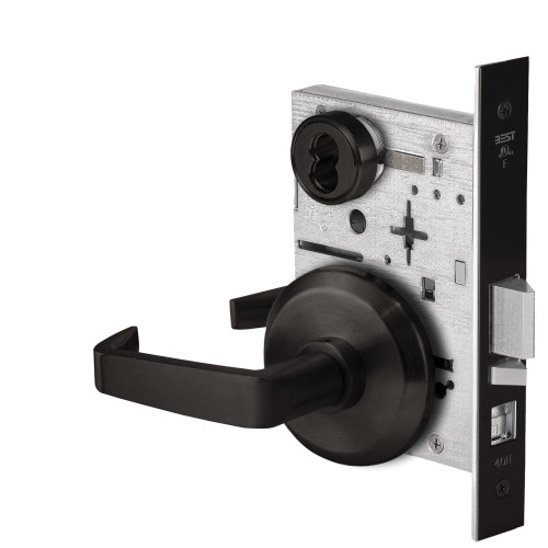BEST 45H7A15S622 Grade 1 Office Mortise Lock 15 Lever S Rose SFIC Housing Less Core Matte Black Finish Field Reversible