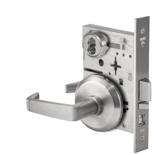 BEST 45H7A15S626 Grade 1 Office Mortise Lock 15 Lever S Rose SFIC Housing Less Core Satin Chrome Finish Field Reversible