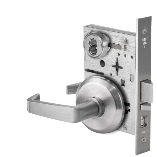 BEST 45H7A15S626 Grade 1 Office Mortise Lock 15 Lever S Rose SFIC Housing Less Core Satin Chrome Finish Field Reversible 45H7A15S626