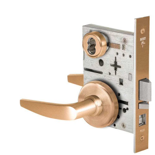BEST 45H7A16H612 Grade 1 Office Mortise Lock 16 Lever H Rose SFIC Housing Less Core Satin Bronze Finish Field Reversible 45H7A16H612