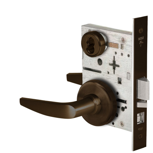 BEST 45H7A16H613 Grade 1 Office Mortise Lock 16 Lever H Rose SFIC Housing Less Core Oil-Rubbed Bronze Finish Field Reversible