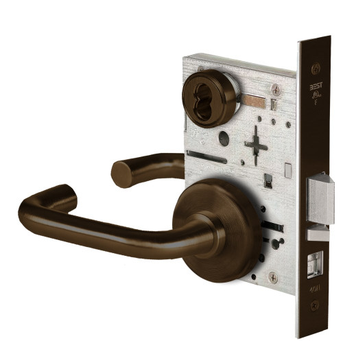 BEST 45H7A3H613 Grade 1 Office Mortise Lock 3 Lever H Rose SFIC Housing Less Core Oil-Rubbed Bronze Finish Field Reversible