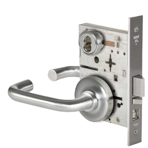 BEST 45H7A3R626 Grade 1 Office Mortise Lock 3 Lever R Rose SFIC Housing Less Core Satin Chrome Finish Field Reversible 45H7A3R626