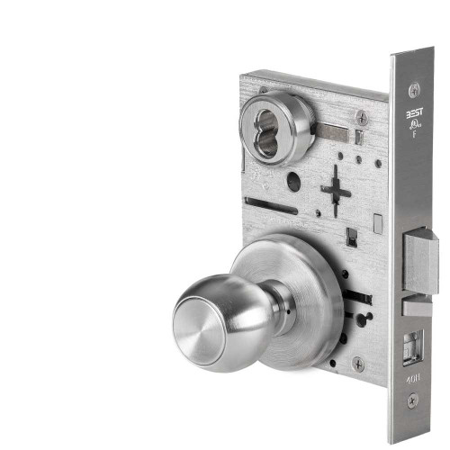 BEST 45H7A4H626 Grade 1 Office Mortise Lock 4 Knob H Rose SFIC Housing Less Core Satin Chrome Finish Field Reversible 45H7A4H626
