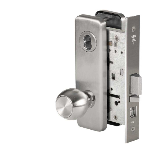 BEST 45H7A4J626 Grade 1 Office Mortise Lock 4 Knob J Escutcheon SFIC Housing Less Core Satin Chrome Finish Field Reversible 45H7A4J626