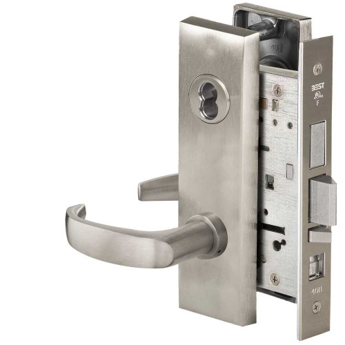 BEST 45H7AB14M619 Grade 1 Office Mortise Lock 14 Lever M Escutcheon SFIC Housing Less Core Satin Nickel Finish Field Reversible 45H7AB14M619