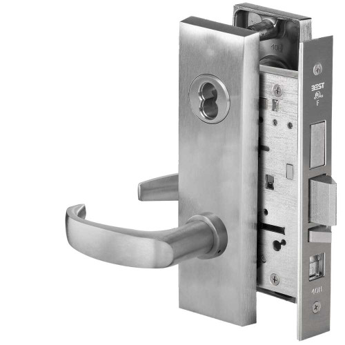 BEST 45H7AB14M626 Grade 1 Office Mortise Lock 14 Lever M Escutcheon SFIC Housing Less Core Satin Chrome Finish Field Reversible 45H7AB14M626